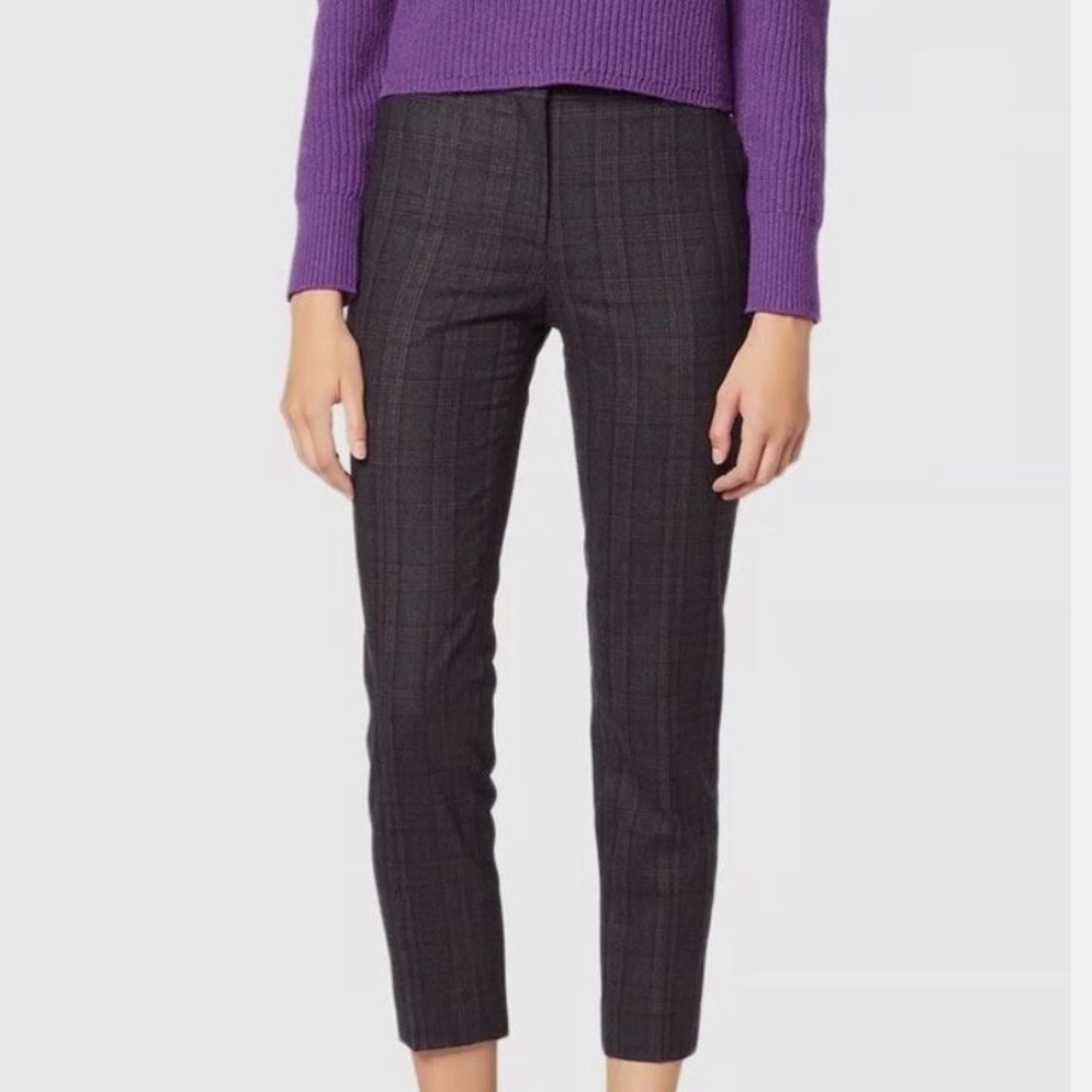 SANDRO Paris - Blue/Red Plaid Wool Slim Leg Trousers Pants - Women's Size 40